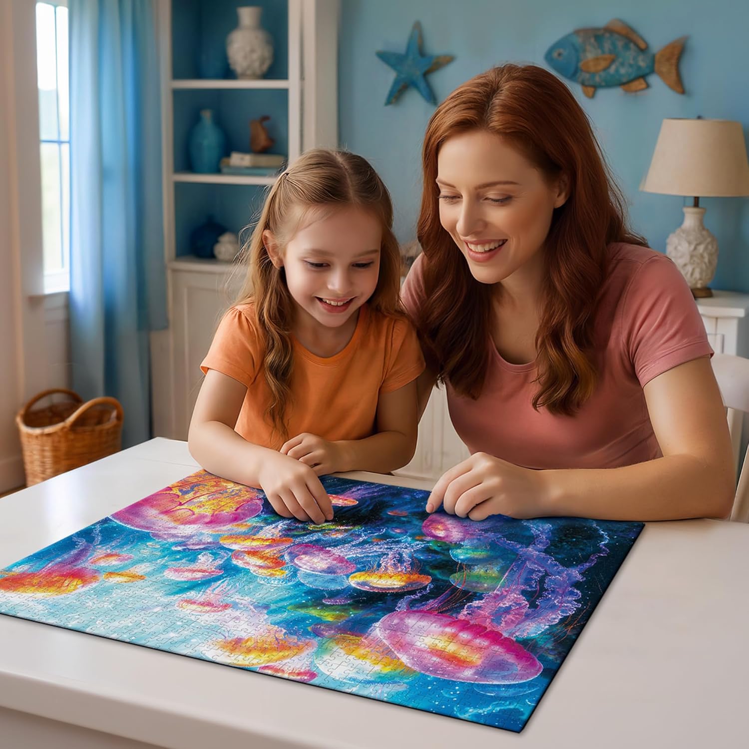 1000 Piece Puzzles for Adults,Colorful Jellyfish Jigsaw Puzzle,Dreamy Ocean Puzzles 1000 Pieces,Creative Games Difficult Underwater World Puzzle Home Decor Toy for Adults (27.5"x19.6"), 1:1 Poster