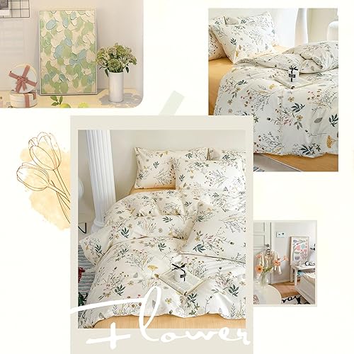 Miniatura 143 de Funda de edredón de 3 piezas, funda de edredón de algodón suave, estilo bohemio, juego de ropa de cama estética con cierre de cremallera, 4 lazos