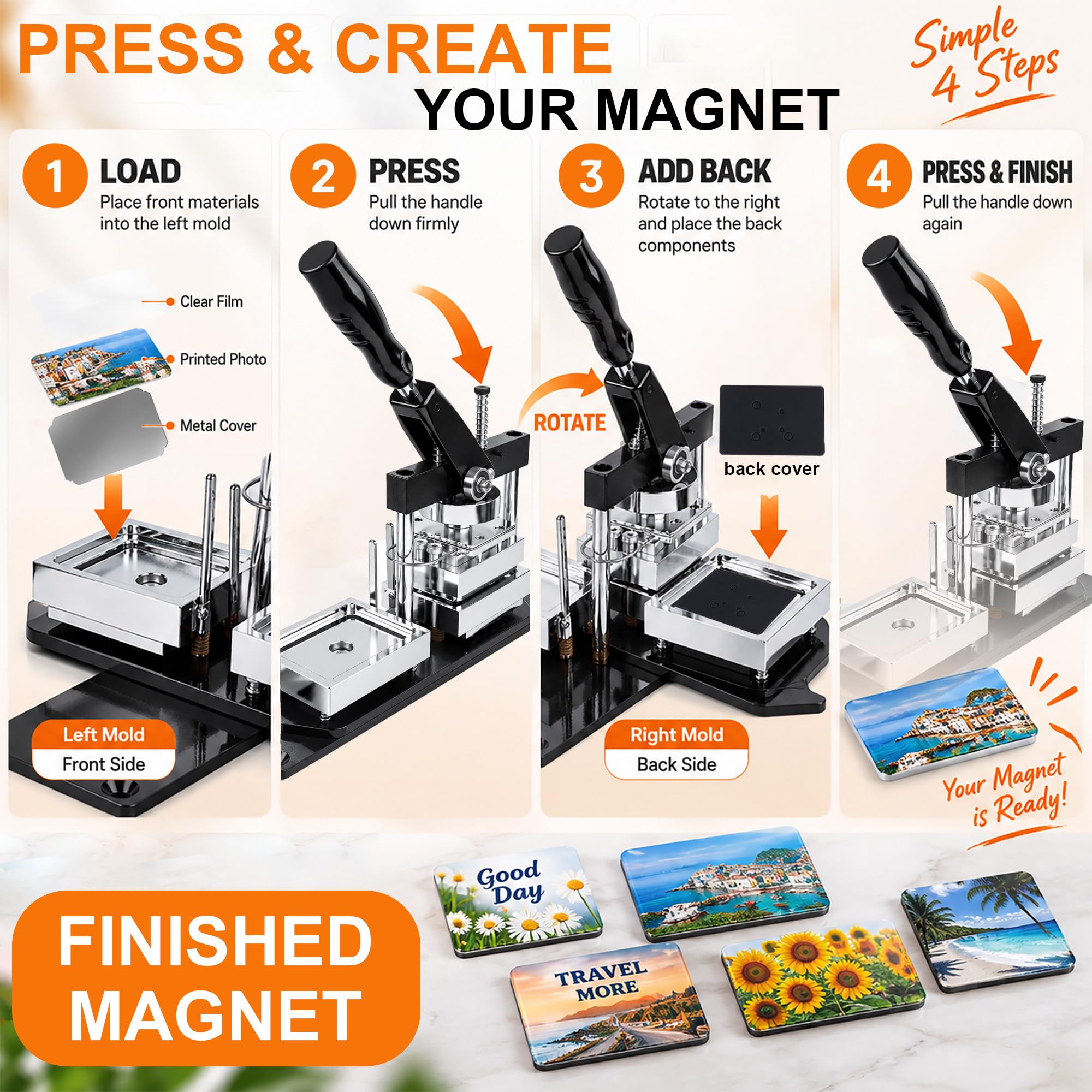 Kit para Imanes Fotográficos 3,54 x 2,56 in con Cortador y Prensa A