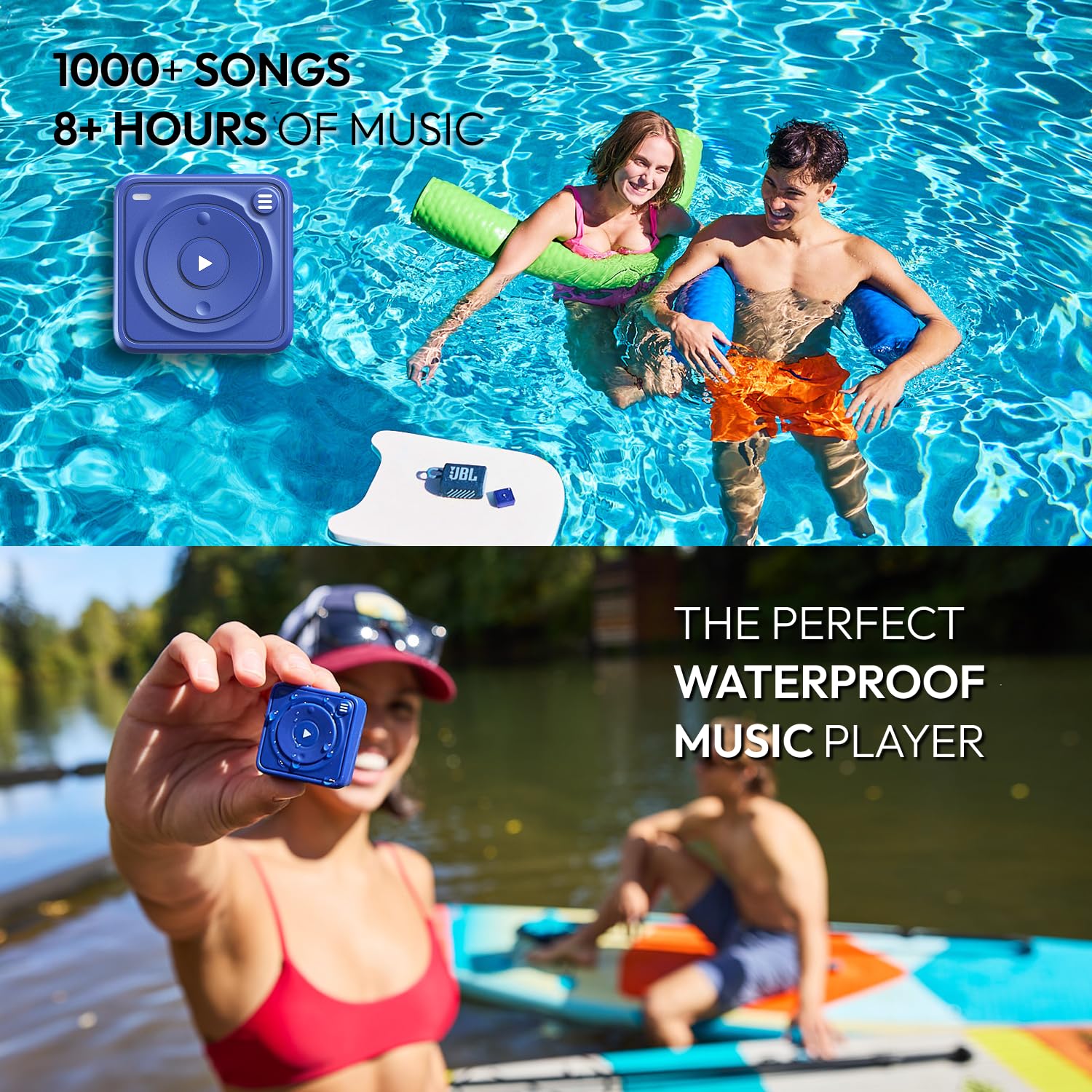 Mighty Wave (édition 2026) étanche IPX7 Spotify & Amazon Music Player – Comprend un casque filaire étanche – Parfait pour la natation – Musique + podcasts