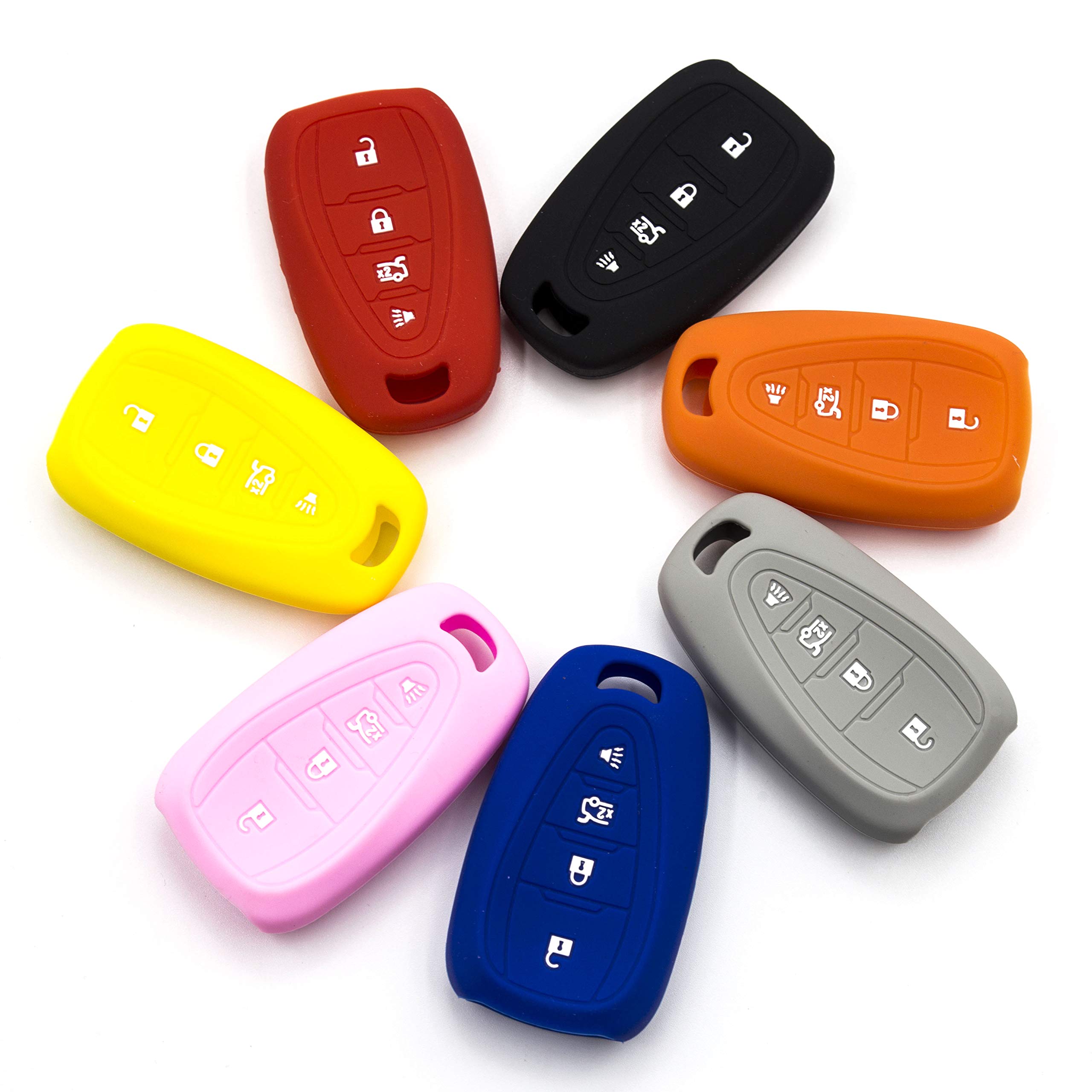 LIGHTKOREA 2Pcs 4Button Silicone fob Remote Smart Key Case Protector Cover Compatible with Chevrolet GM Vehicles