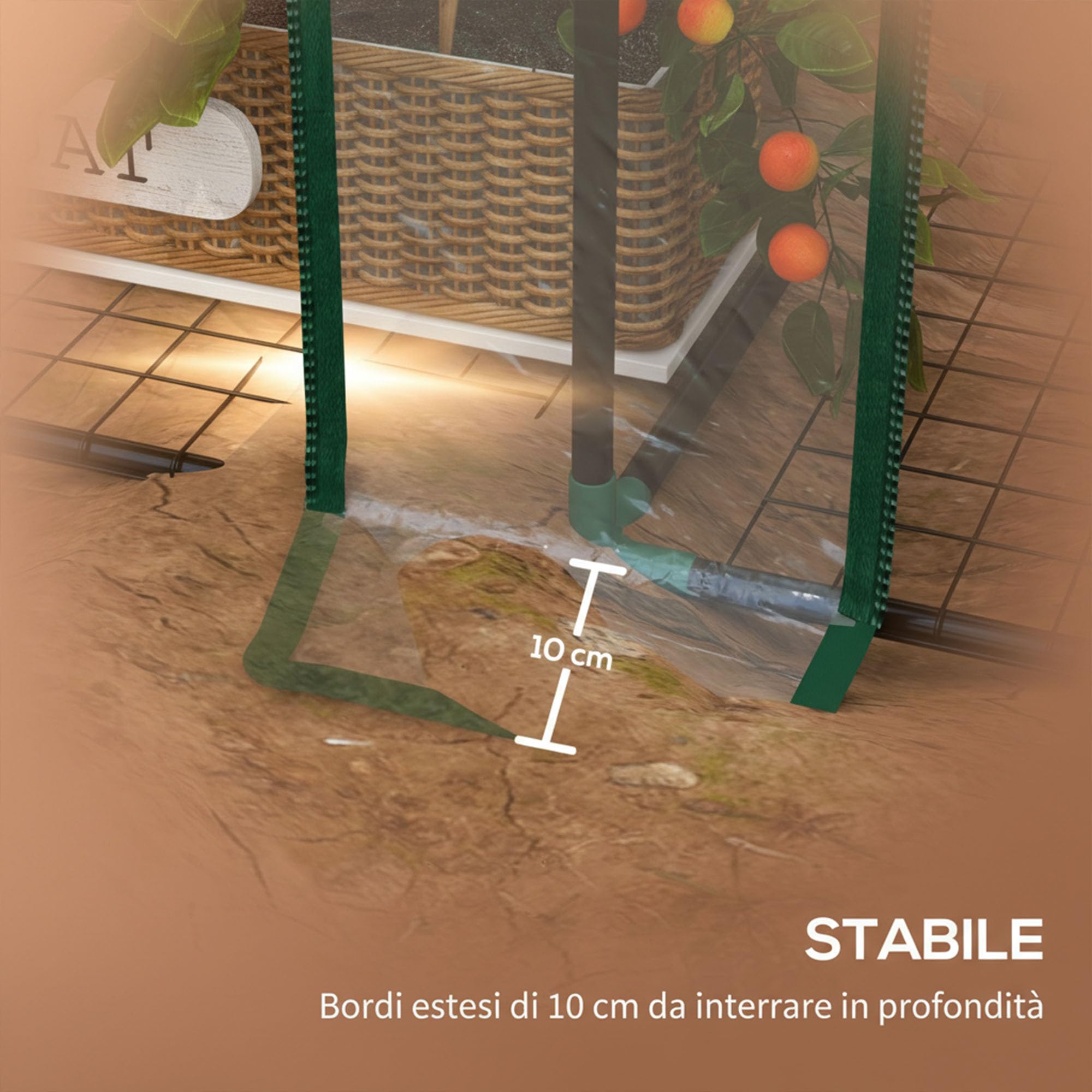 Outsunny Serra da Giardino 143x46x151cm con Struttura in Acciaio e Copertura Plastica, 6 Mensole a Rete, 2 Porte Avvolgibili, Serra per Orto Addossata per Verdure Fiori, Trasparente