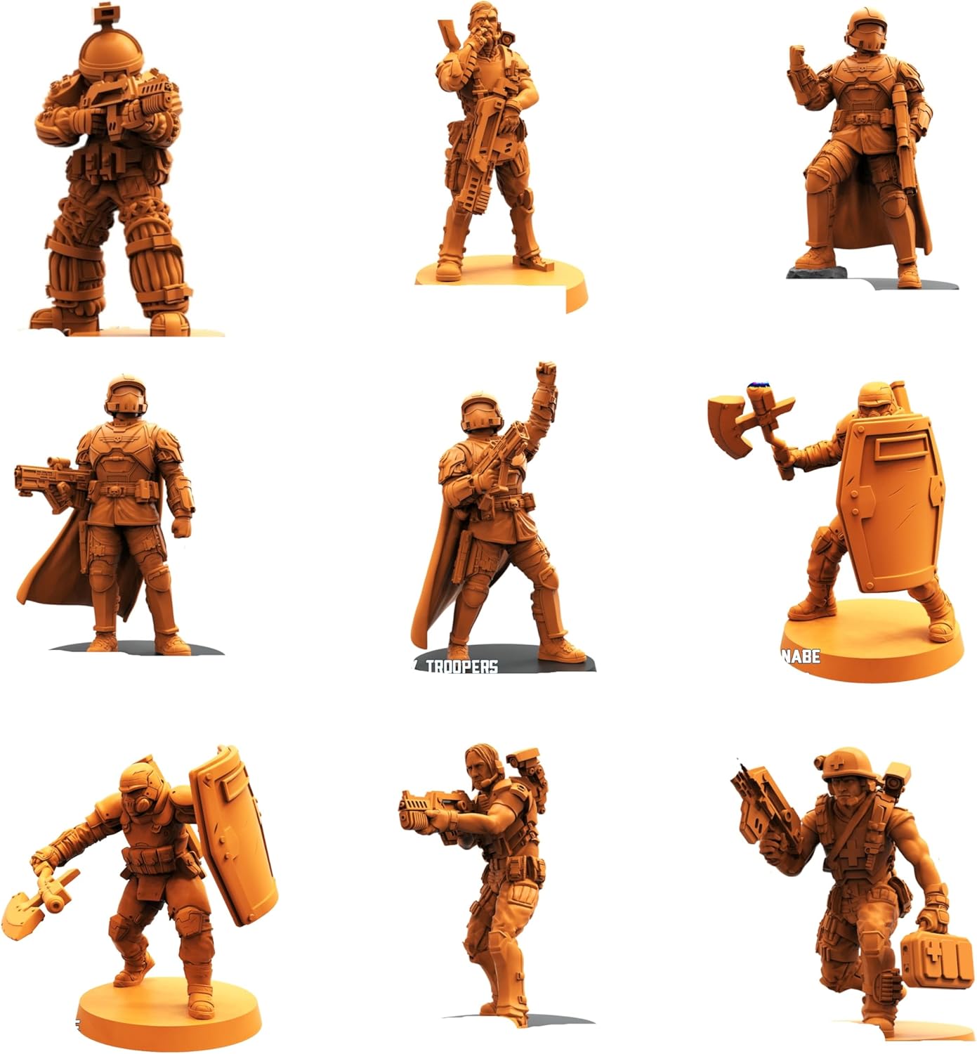 Ultimate 40-Pack Sci-Fi Human Troopers – Unpainted Resin Miniatures for Dungeon Masters & Painters – Premium 32mm Scale Figures