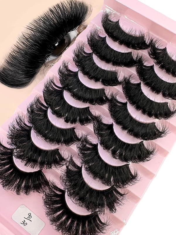 Cílios postiços de fibra sintética estilo faux mink HBZGTLAD, 25 mm, modelo cat eye, multipack 9D-30