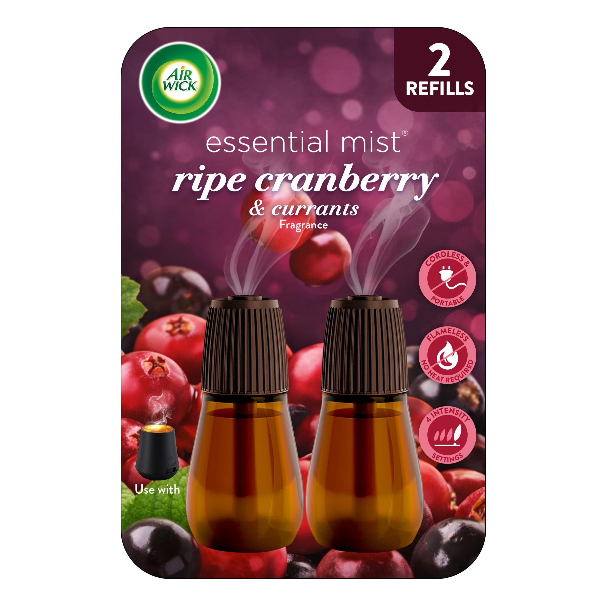 Air Wick Essential Mist Diffuser Refill, Ripe Cranberry &amp; Currants, 2ct