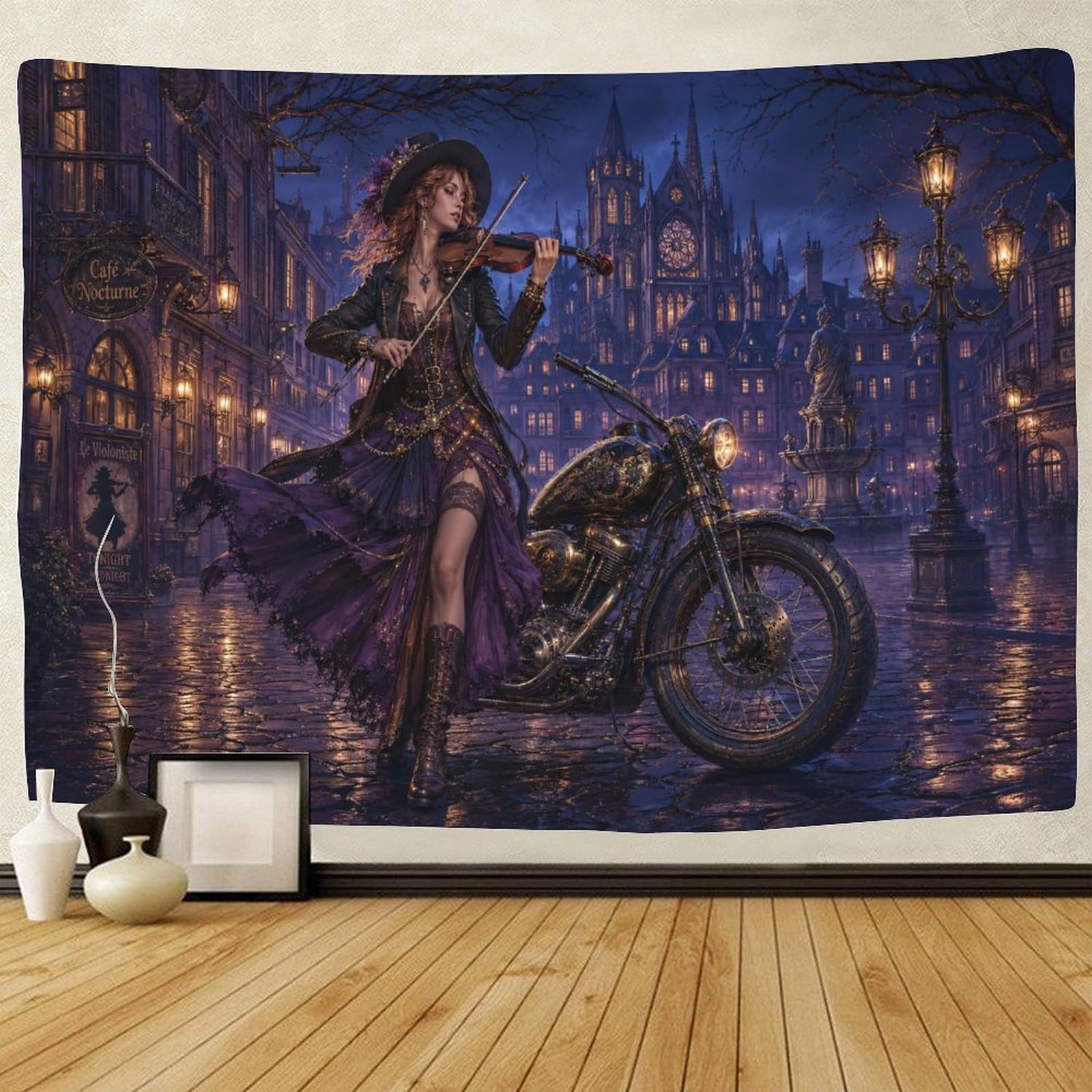 GPMNBCXZK Victorian Gothic Violinist 3D Print Tapestry for Bedroom Wall Art Decor Tapestries Poster Curtain Bedroom Dorm 150cmx200cm