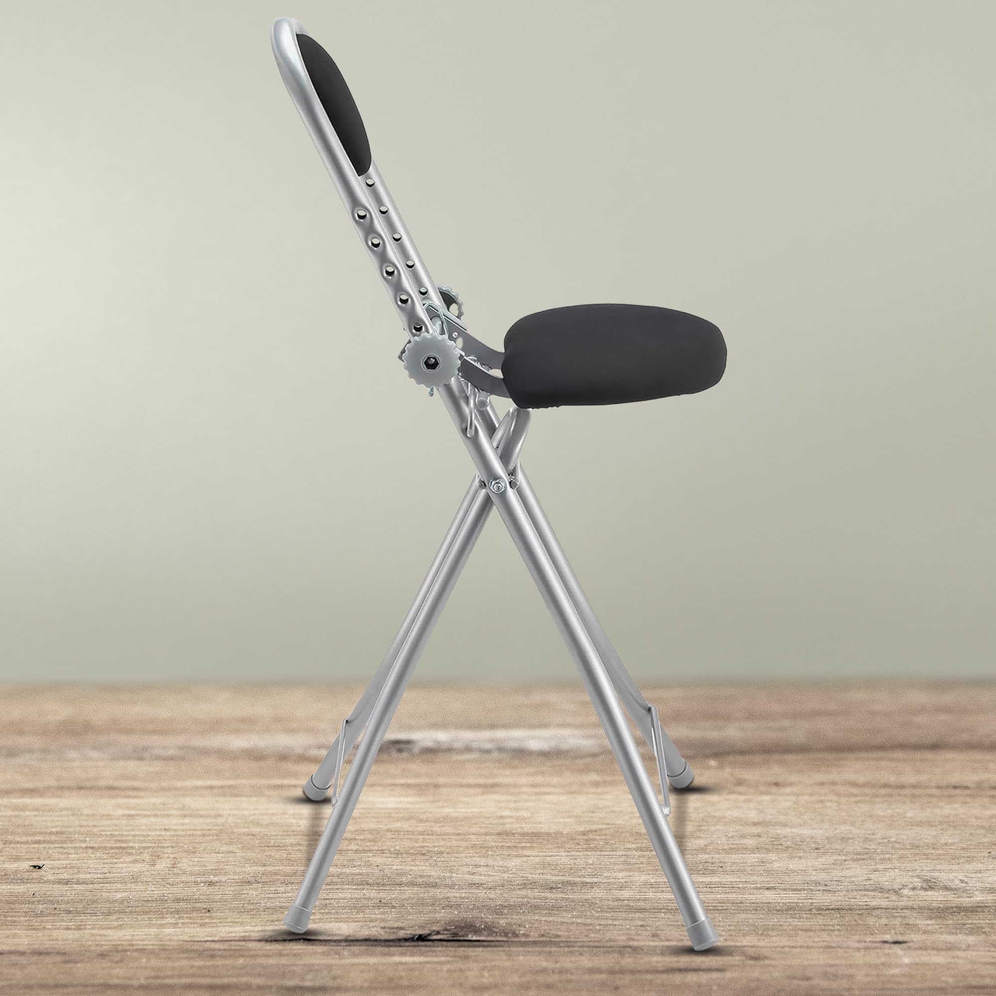 Fishtec Chaise Assis Debout Réglable en Hauteur - Siège Rembourré Idéal Repassage - Pliable Compacte - Charge 100 kg - Atelier Bureau Cuisine