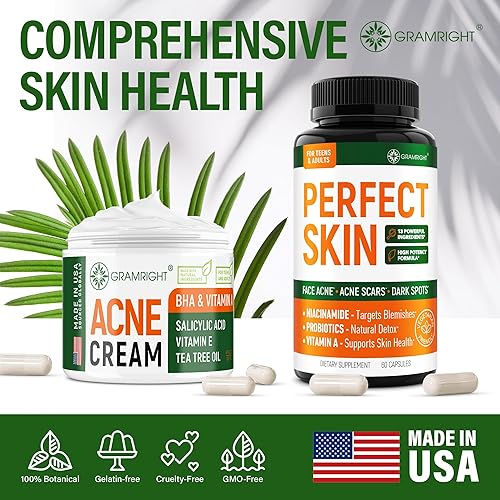 Miniatura 7 de Perfect Skin Acne Pills - Clear Skin Supplement with Niacinamide, Probiotic, Zinc & Vitamin A - Anti Acne Vitamins for Teens, Men & Women - Support