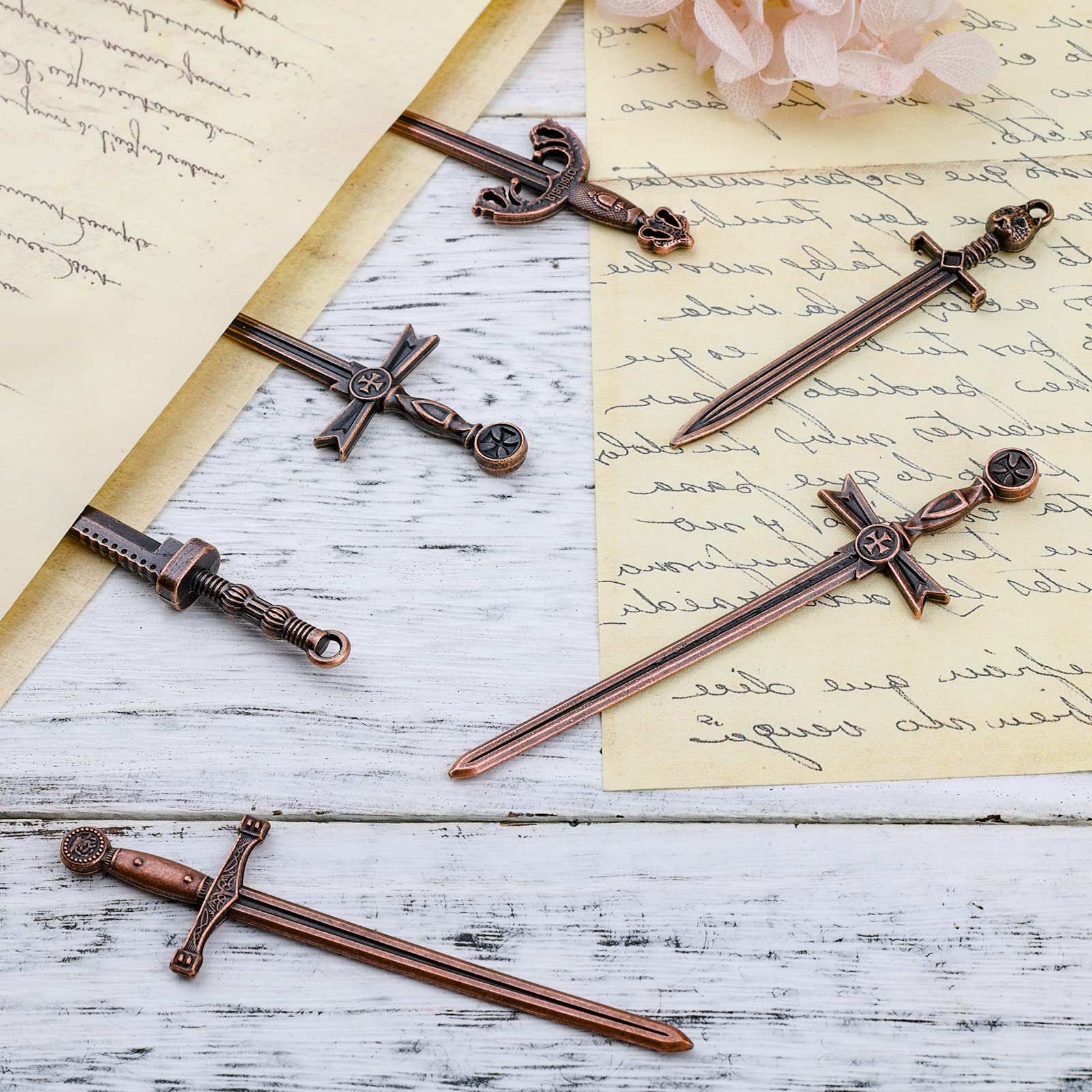 2 stuks antieke draak zwaard bladwijzer met draak hanger, cadeau voor