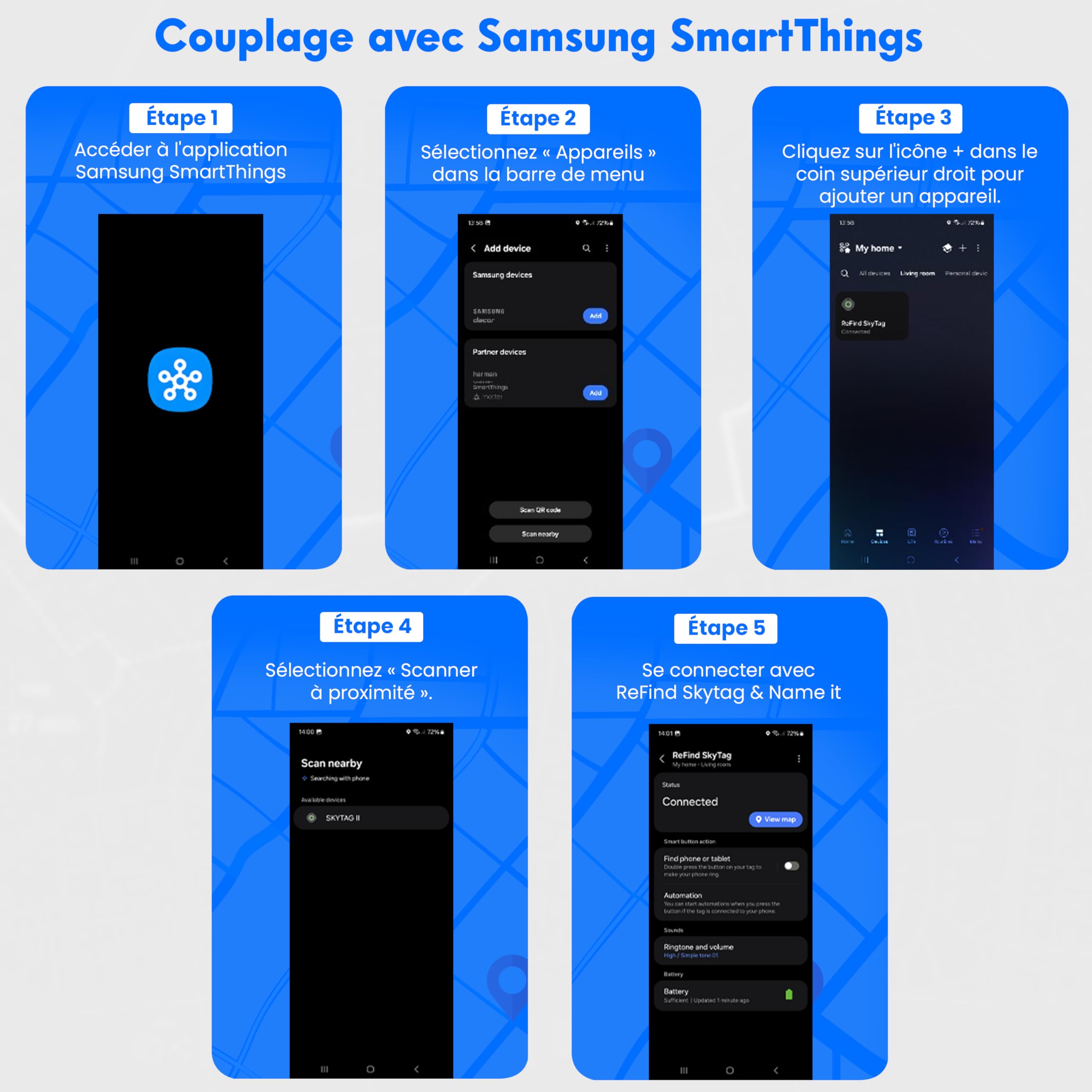 ReFind Carte-Tracker (Uniquement pour Samsung) – Balise Intelligente Mince et Robuste pour Portefeuilles, Sacs. Carte-Tracker Rechargeable, Compatible avec l'application Samsung SmartThings.