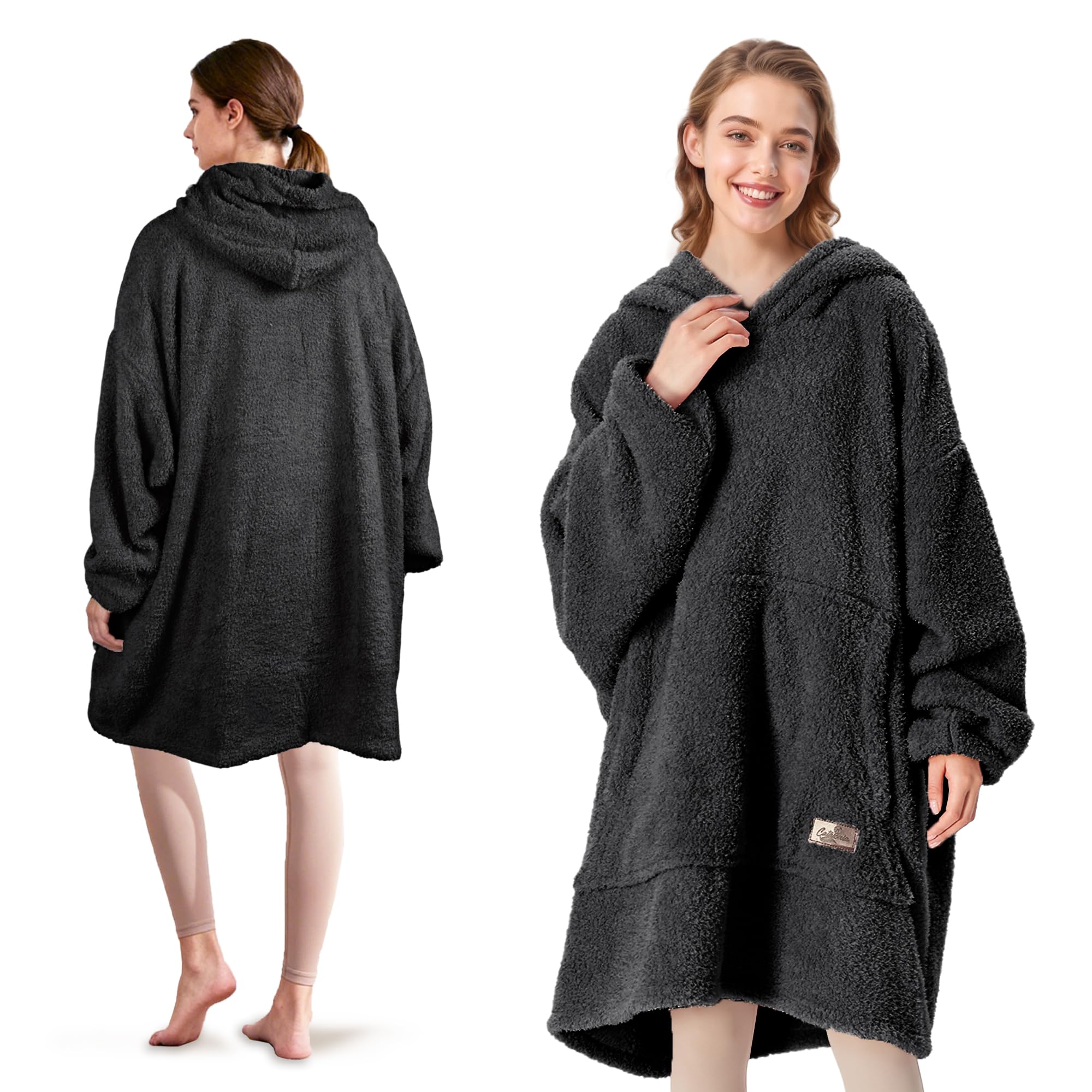 Wearable Oversized Hoodie Blanket, Snuggle Sherpa Blanket Hoodie, Warm Throw Blanket Sweatshirt with Sleeves for Winter, Gifts for Mum Women Men Adults Teens, Aqua