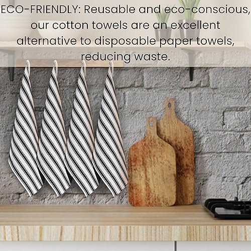 Miniatura 7 de COTTONIVA Paquete de 6 toallas de cocina de alta calidad, 100% algodón, 16 x 26 pulgadas, absorbentes, de secado rápido, toallas de mano de cocina,