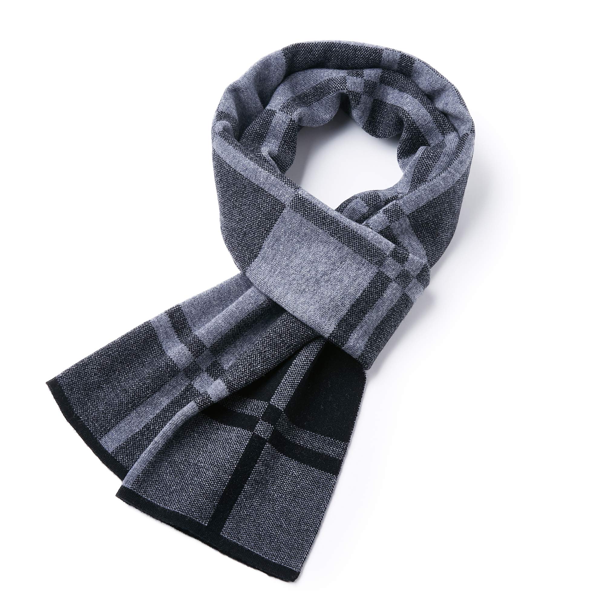 RIONA Echarpe d'Hiver Luxueuse Pour Hommes - 100% Laine, Sensation Cachemire, Chaude, Classic, 180 * 30cm