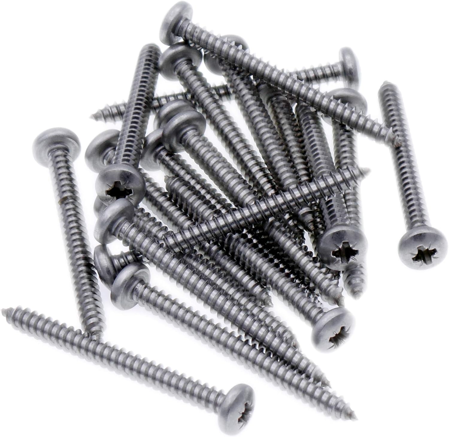 No.14 x 0.625 (6.3mm x 16mm) Pozi Pan Self-Tapping Screw - Stainless Steel (A2) (Pack of 20), 6.3x16 - A2(20)