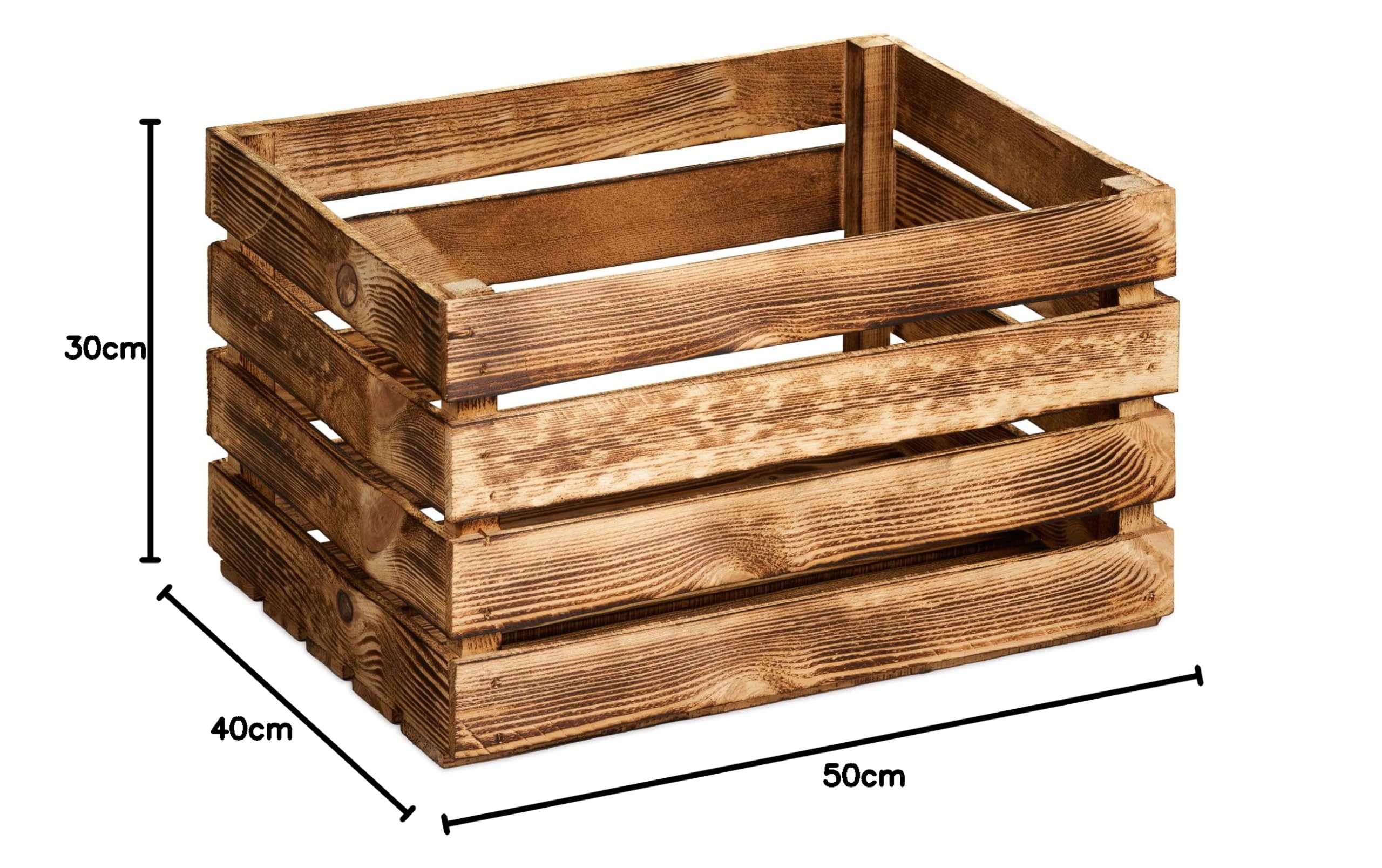 Cakla Holzkiste Vintage 3 Stück XL 50x40x30 - Dekorative Holzkisten für Gegenstände - Geschenkbox - Stilvoll und Elegant Kisten - Obstkisten - Weinkiste Holz