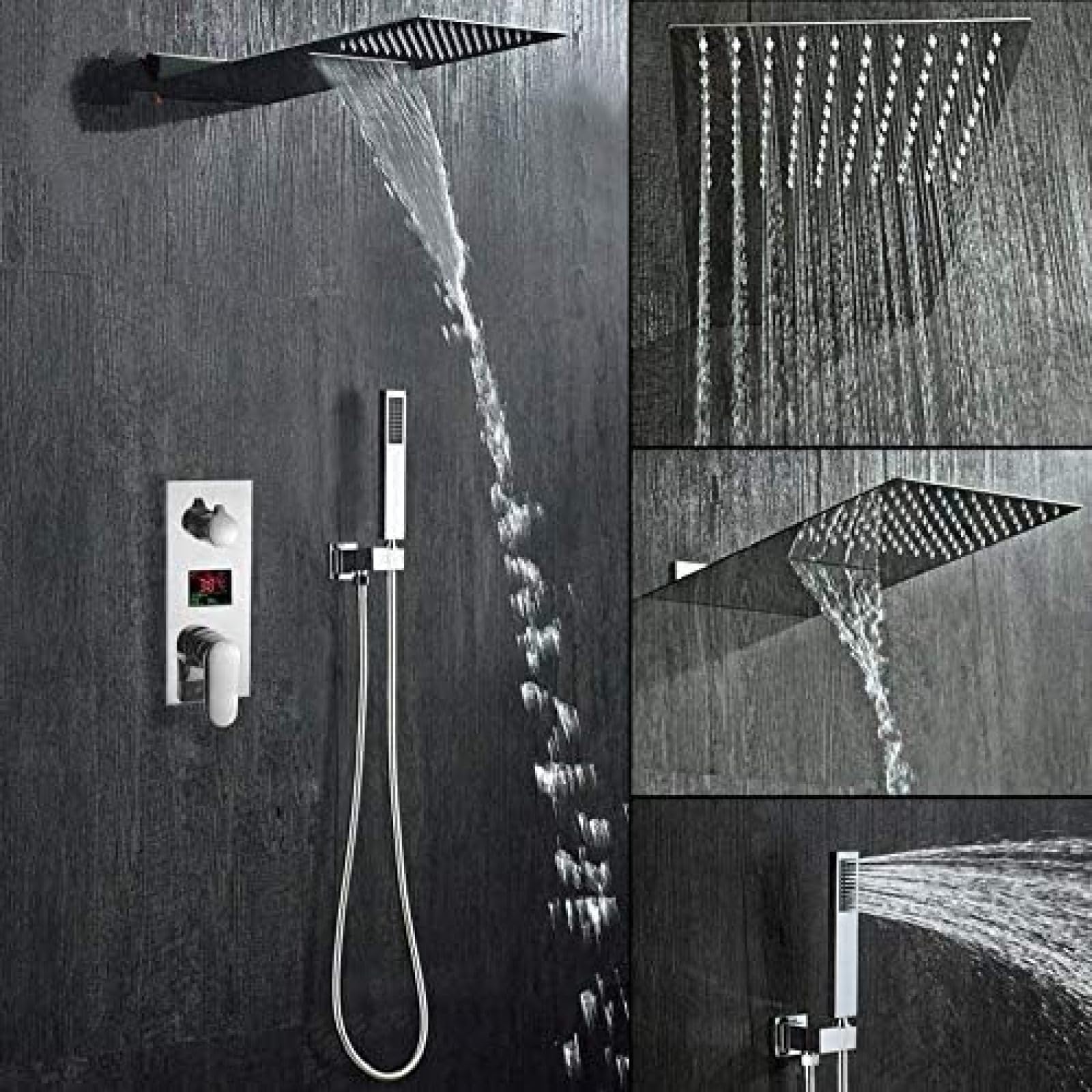 Douche de salle de bain dissimulée numérique 20" pour réguler la température