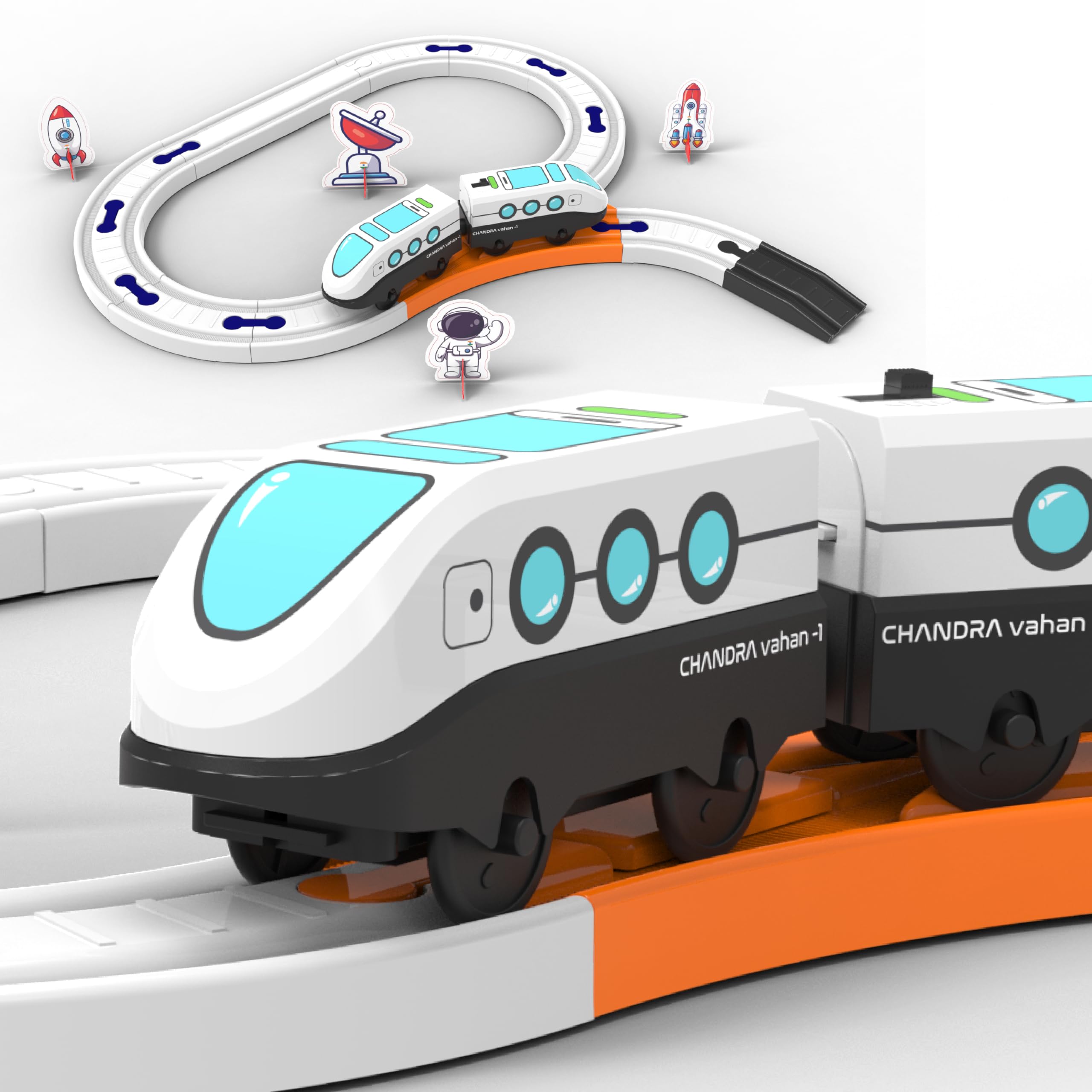 Lifelong Space Trainset 33 PCS | Battery Operated Toy Train Set | DIY Train Track Set with Lights & Sounds | Magnetic with Space Theme Train Set for Kids 3-7 Years (LLCRCT04)-image-10