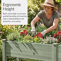 Vista 20 de Best Choice Products - Plantador de jardín elevado de 72x24x30 pulgadas, soporte de macetero de madera para jardín trasero, patio, balcón con panel