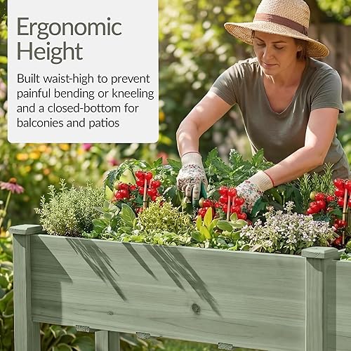 Miniatura 20 de Best Choice Products - Plantador de jardín elevado de 72x24x30 pulgadas, soporte de macetero de madera para jardín trasero, patio, balcón con panel