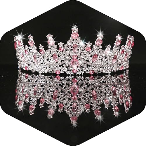 Miniatura 10 de Kamirola Diadema de coronas y tiaras de cristal para niñas o mujeres, fiesta de cumpleaños, boda, graduación, novia, Halloween, Navidad (TR19)