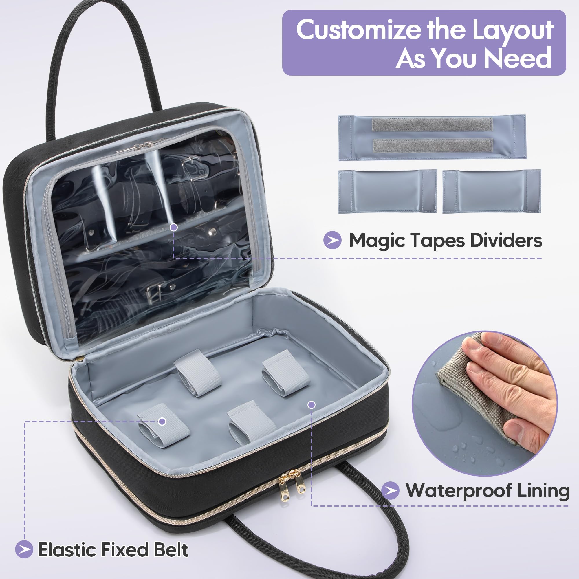 Damero Étui de Transport pour Jeux pour Adultes avec 2 Sacs à Cordon | Rangement pour Accessoires Intimes avec Séparateurs Amovibles, Étui de Voyage Discret pour Lubrifiant, Entraves, Accessoires
