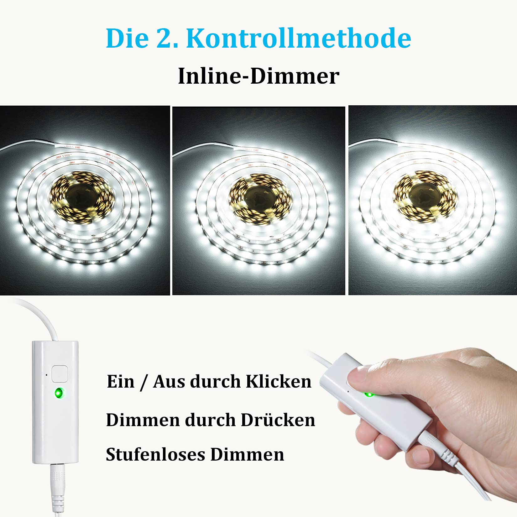 WOBANE Striscia Led 10 Metri Bianco, 2 * 5m Strisce Led Luce Bianca Freddo 6000K con Telecomando Dimmerabile, Striscia Led Adesiva con Alimentatore 12V per Decorazione Interni,Camera,Soggiorno,Cucina