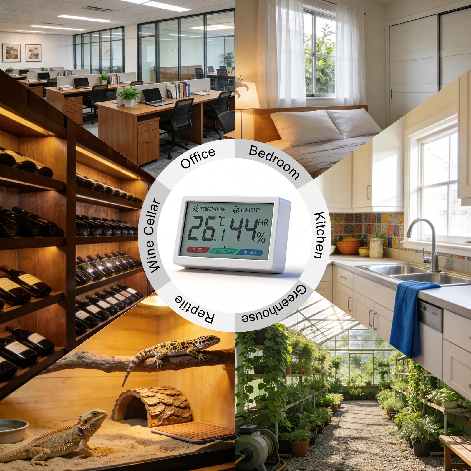 Chatthen Termometro Digital Casa, Higrometro Digital de Interior para Controlar la Temperatura y medir la Humedad, Medidor de Humedad Digital de Temperatura para Invernadero, Bebé, Bodega, Reptil 2Pcs — view 8