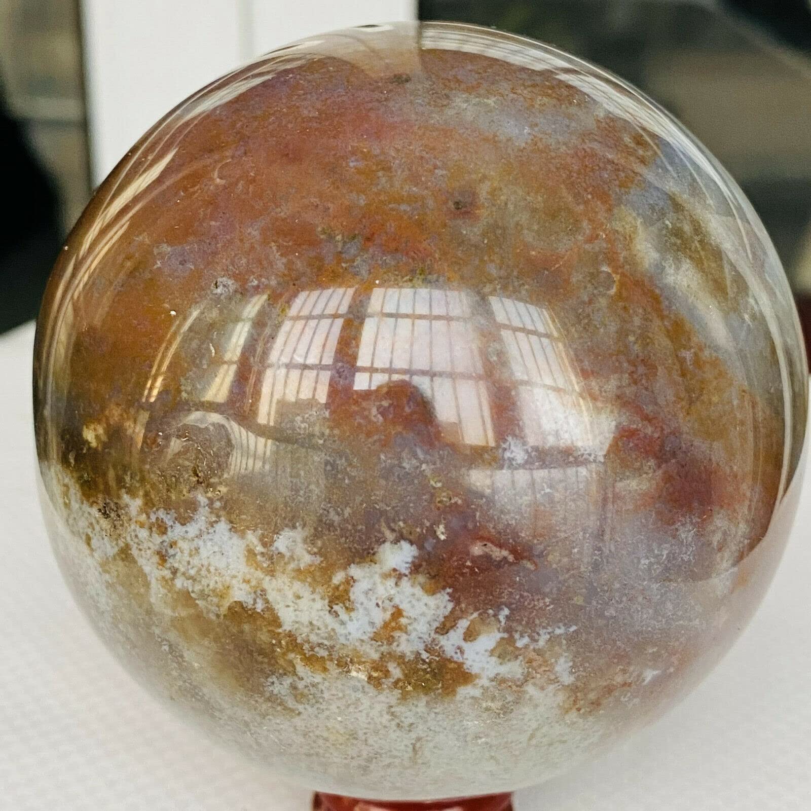 Decorazione in Cristallo 800 g Sfera di Quarzo Diaspro Naturale dell'Oceano Sfera di Cristallo miracolosa Collezioni di casa