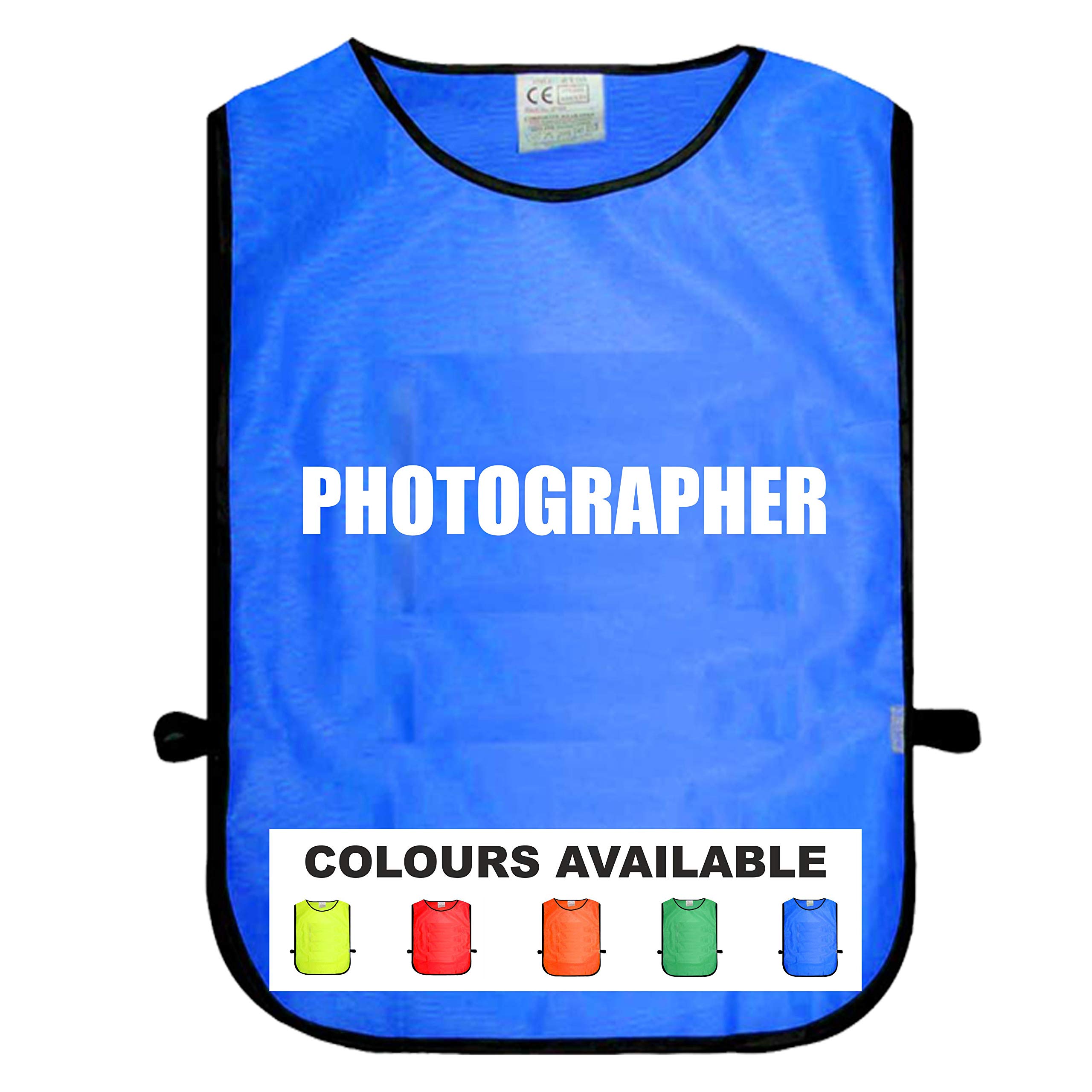 Brook Hi Vis UK Photographer Blue Tabard, Unisex Adult One Size Fits All, Available In Five Different Bright Colours