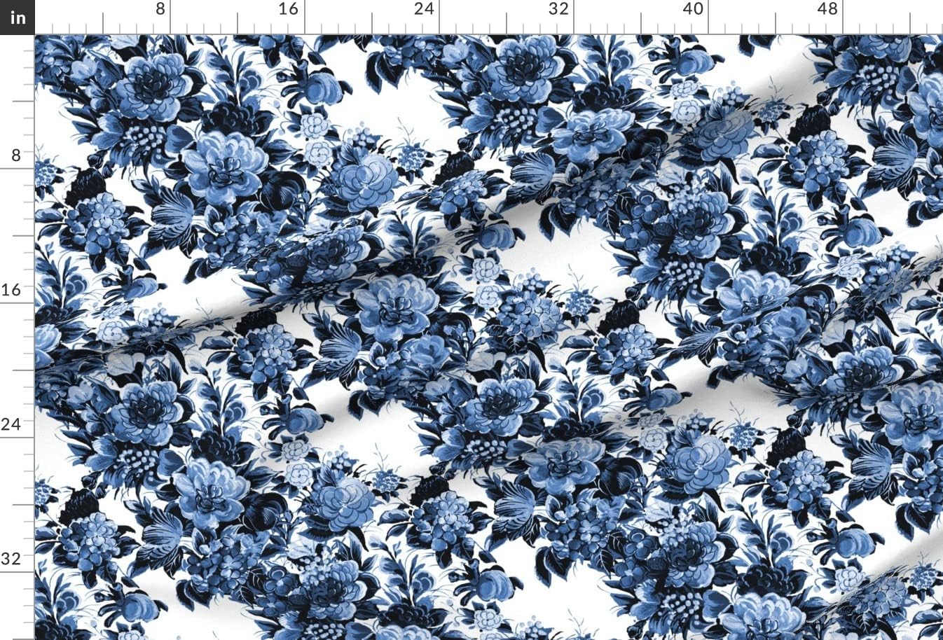 Spoonflower Fabric - Mid Century Blue White Flowers Vintage Style Retro MCM Midcentury Printed on Minky Fabric by The Yard - Sewing Baby Blankets Quilt Backing Plush