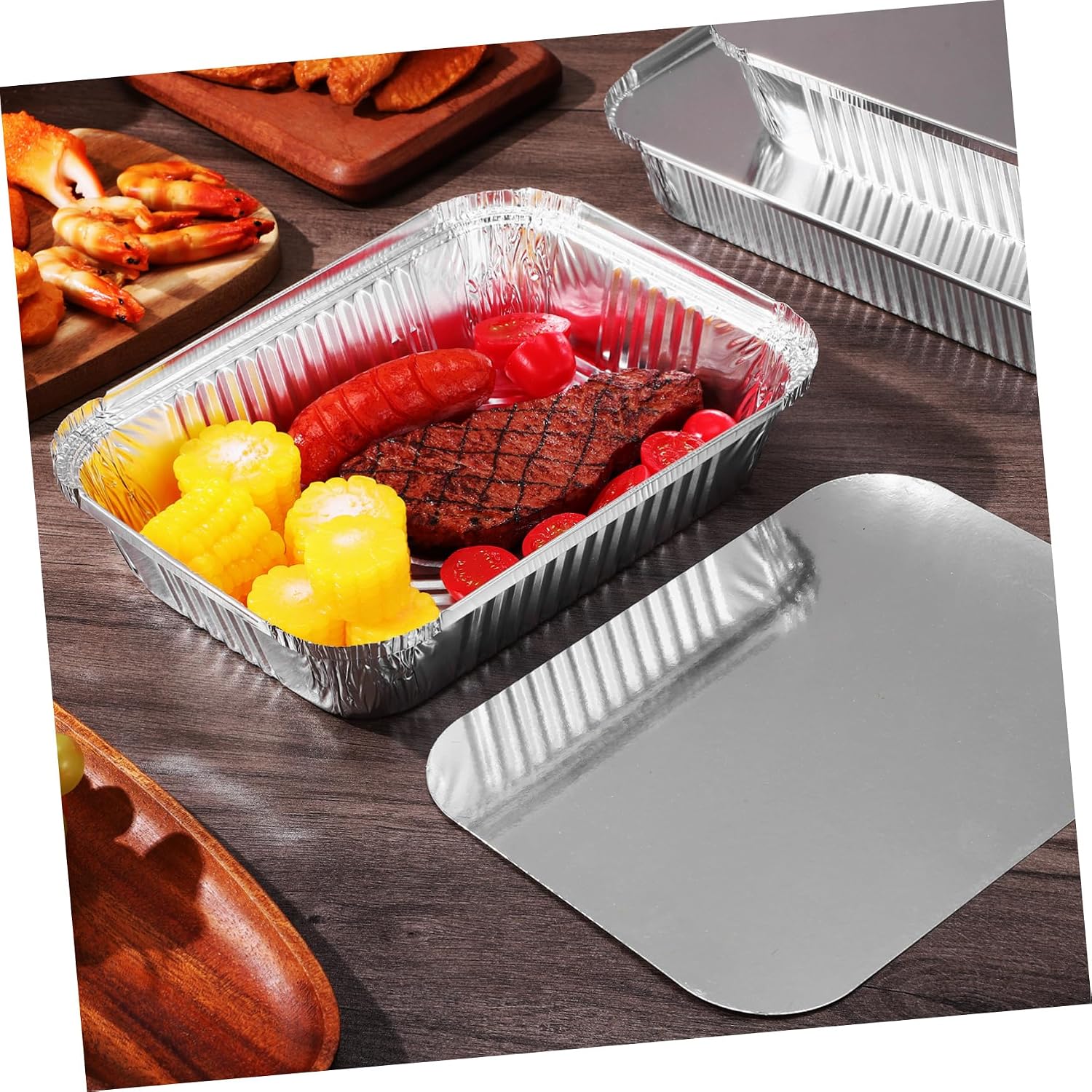 20pcs Square Aluminum Pans Lids Foil Baking Pan Lids for Meal Prep Aluminum Foil Containers
