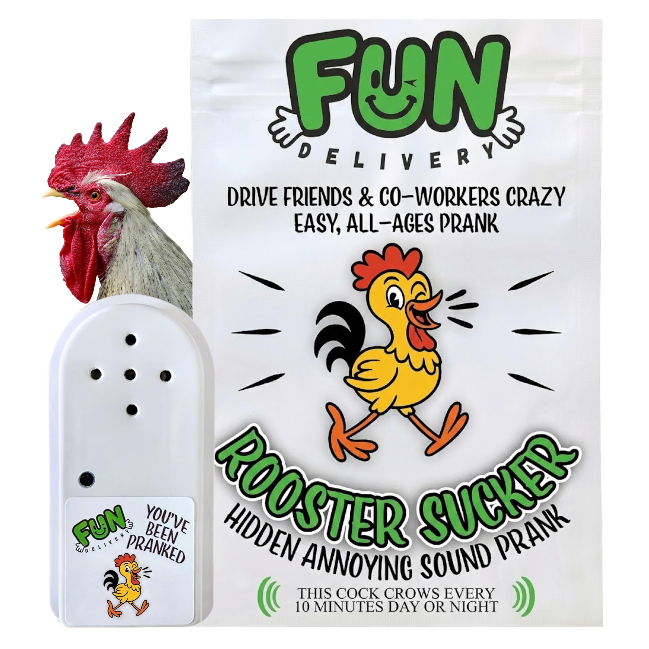 FUN delivery Rooster Sucker: Hidden Rooster Crow Prank Device