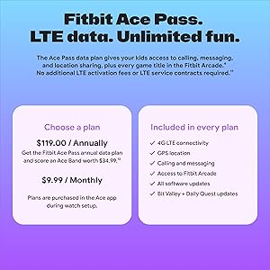 Google Fitbit Ace LTE - Kids Smartwatch with Call, Message, GPS, and Activity-Based Games, Ace Pass Data Plan Required - Mild - Strange Arcade