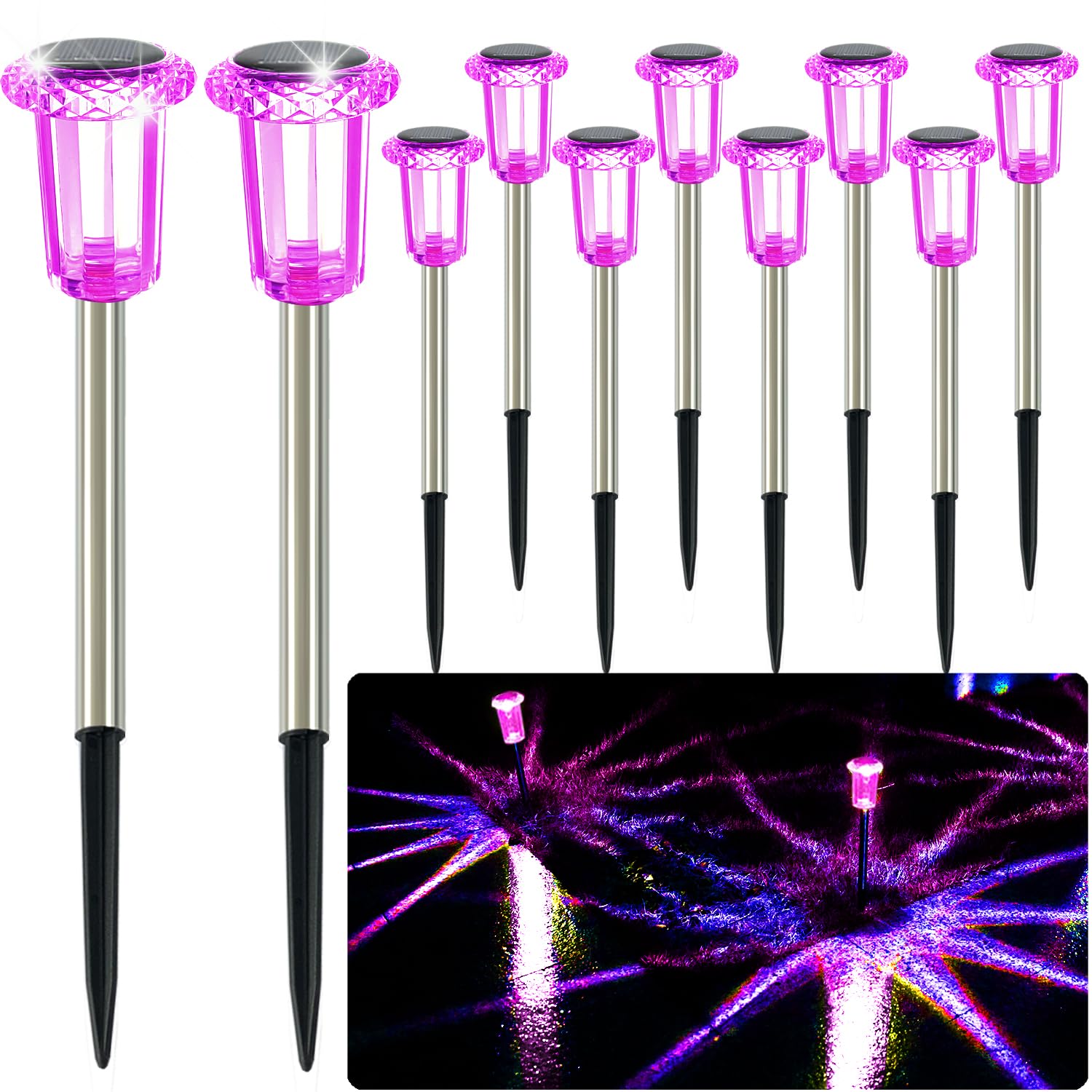 hixyer Christmas Solar Pathway Lights Outdoor 10 Pack