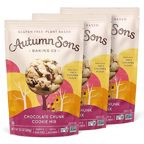 Autumn Sons Baking Co. Mezcla de galletas de chocolate sin gluten. Mezcla vegana para hornear a base de plantas. Libre de 11 alérgenos comunes. Sin