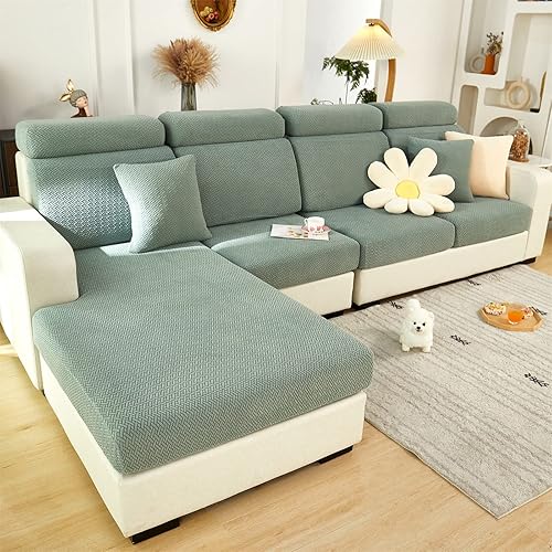 Miniatura 9 de MIFXIN Funda elástica universal para sofá, fundas elásticas antideslizantes en forma de L, funda de cojín para sofá o diván, protector de muebles