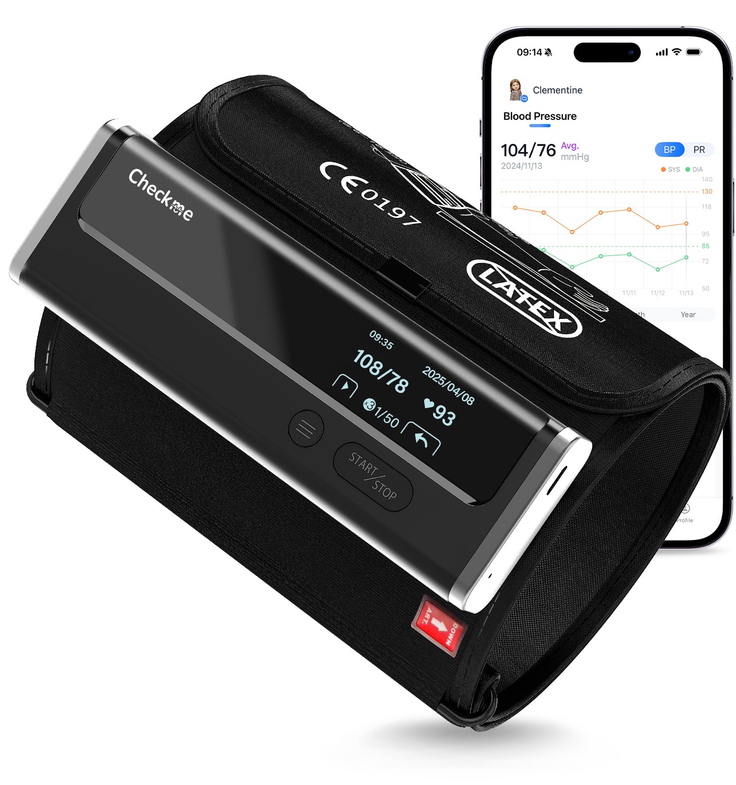 WiFi Blood Pressure Monitor for Home Use, Bluetooth Automatic Arm Cuff, Smart Digital BP Machine, Wireless Portable USB Rechargeable with X3 Accuracy Function, Free APP for iOS & Android Black