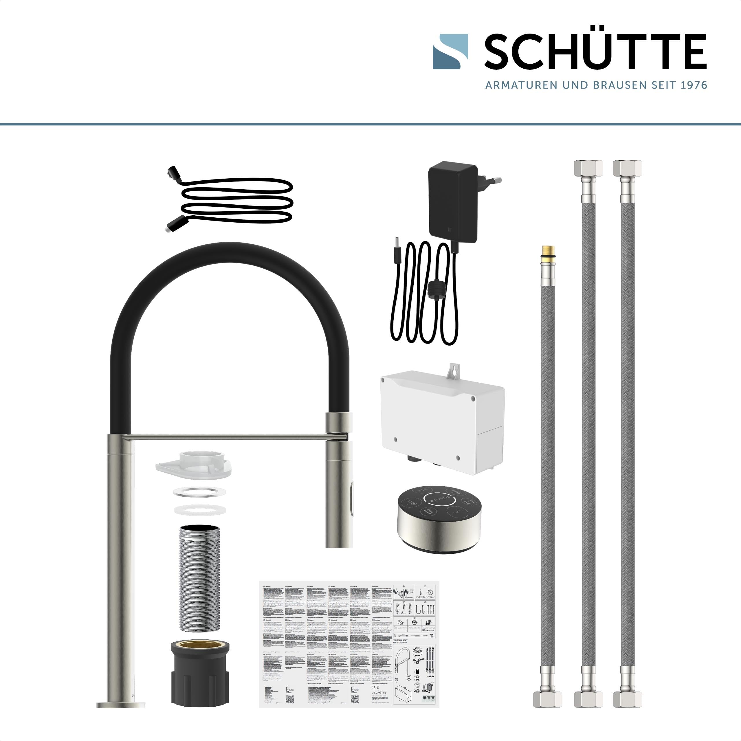 SCHÜTTE Aquadot, rubinetto digitale per lavello con controllo intelligente, rubinetto moderno da cucina con tubo soft touch, effetto acciaio inox/nero