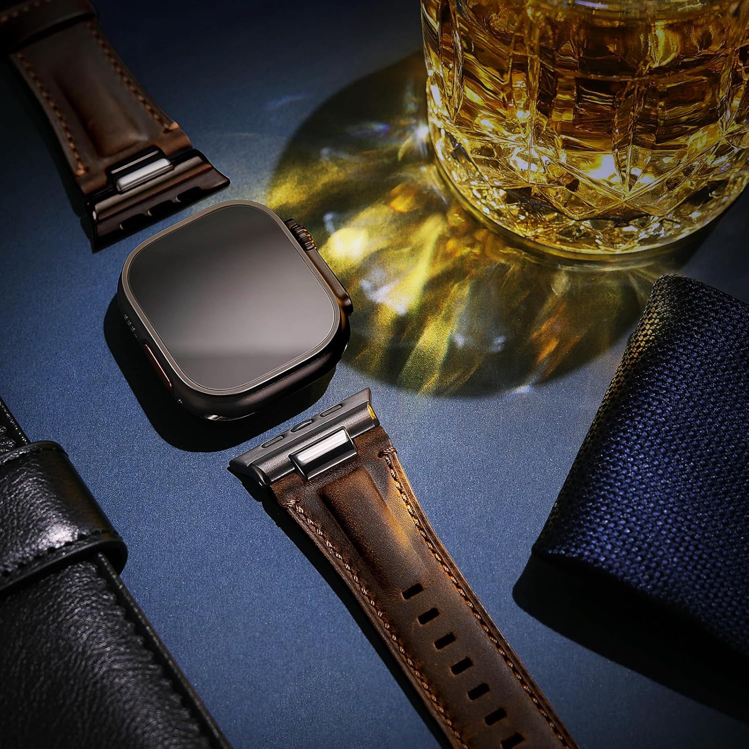 Leather Band for Apple Watch Ultra 3/Ultra 2 Bands 49mm 46mm 45mm 44mm, Top Genuine Leather Designer Replacement Strap for iWatch Ultra 3 2 1 SE series 11 10 9 8 7 6 5 4 3 - Image 3