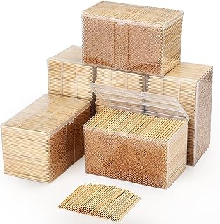 Jerify 15000 Pieces Bamboo Toothpicks Bulk for Teeth Cleaning Round Wood Toothpicks 6 Packs of 2500 Toothpicks for Appetizers Food Party Barbecue