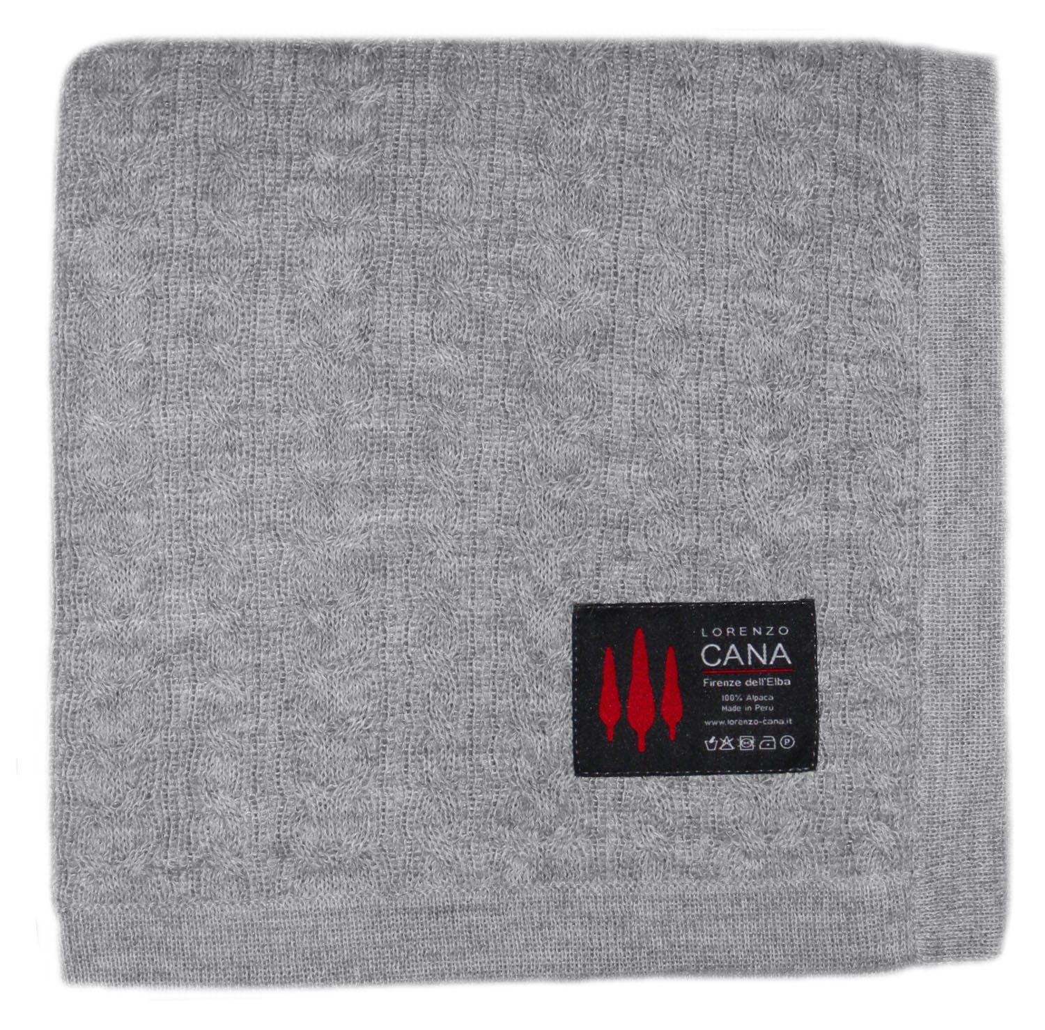 Lorenzo Cana - Voluminöse Luxus Alpakadecke aus 100% Alpaka - Wolle vom Babyalpaka - grau - Zopfmuster Fair Trade Decke Wohndecke, gestrickte Sofadecke Tagesdecke Kuscheldecke - 96035