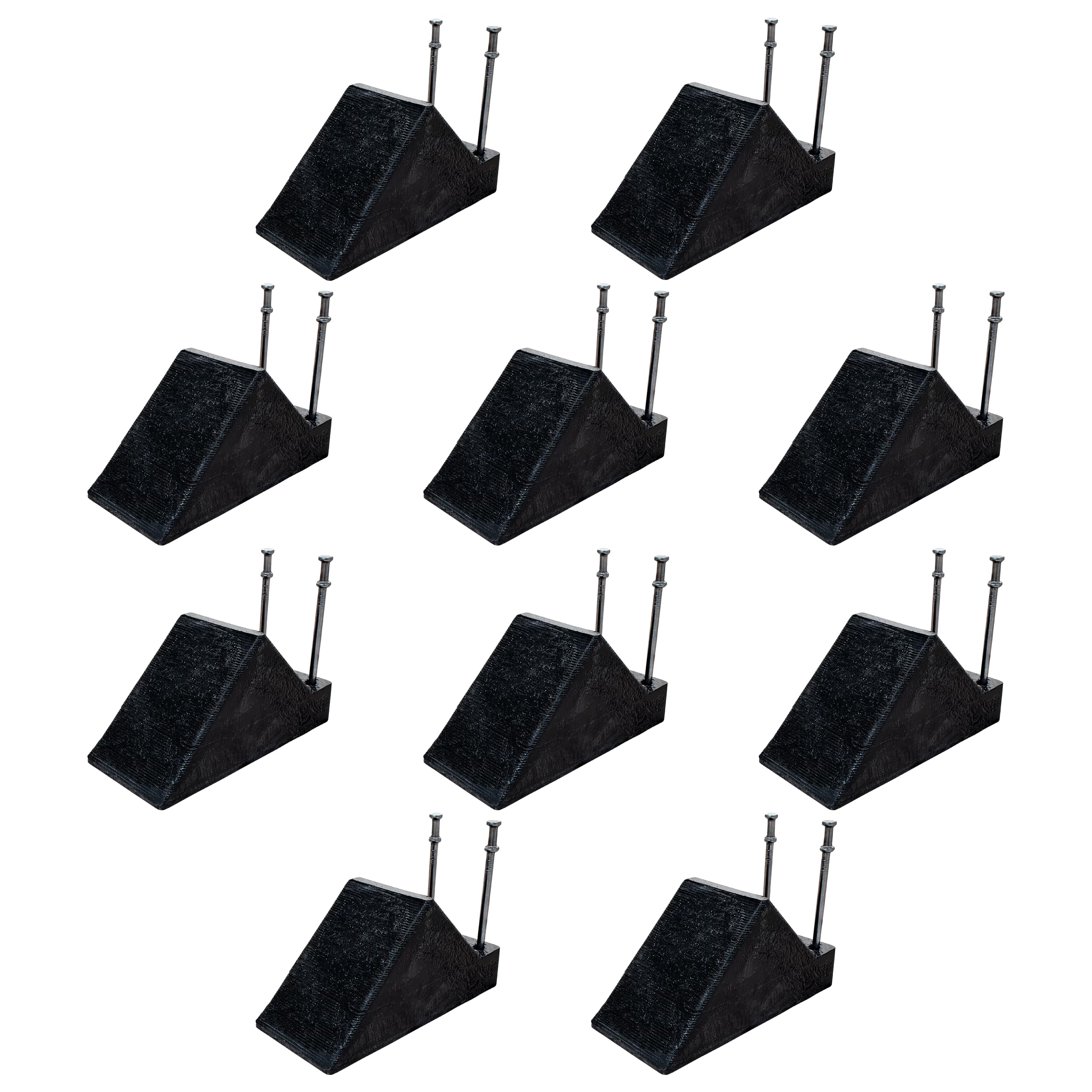 USA Made Plastic Pipe Chocks with Nails - 5" Size - Durable, 100% Recycled Plastic - Ideal for Securing Pipes, Heavy Duty, Eco-Friendly, Long-Lasting, Construction (10)