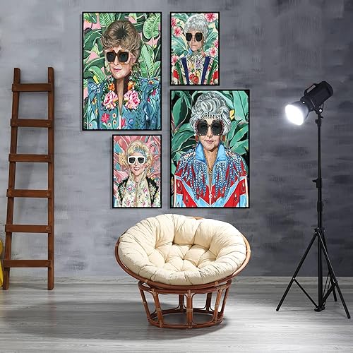 Miniatura 4 de Póster dorado de los años 80 para decoración de habitación de mujeres, impresiones de pintura en lienzo para niñas de oro (juego de 4 piezas de 16