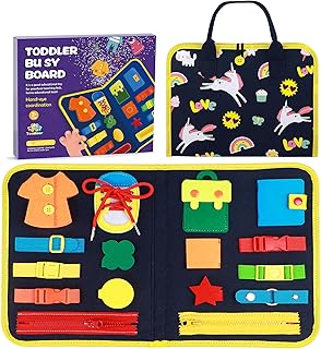 Tacobear Unicorno Busy Board per Bambini Bordo Occupato Tavola attività Bambini Giochi Montessori 1 2 3 4 5 Anni Giochi Bambini Educativi Giochi Sensoriali Giocattoli da Viaggio Bambino (Unicorno A)