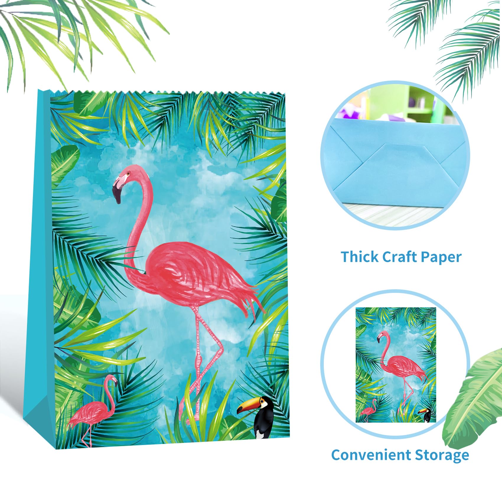 24Pcs Flamingo Goody Bags Hawaiian Gift Bags Luau Party Bags Flamingo Party Supplies Tropical Pineapple Party Favors Flamingo Birthday Party Supplies for Kids