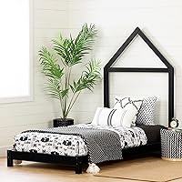 Vista 14 de South Shore Sweedi - Cama con cabecera de marco de casa, tamaño individual, color blanco puro