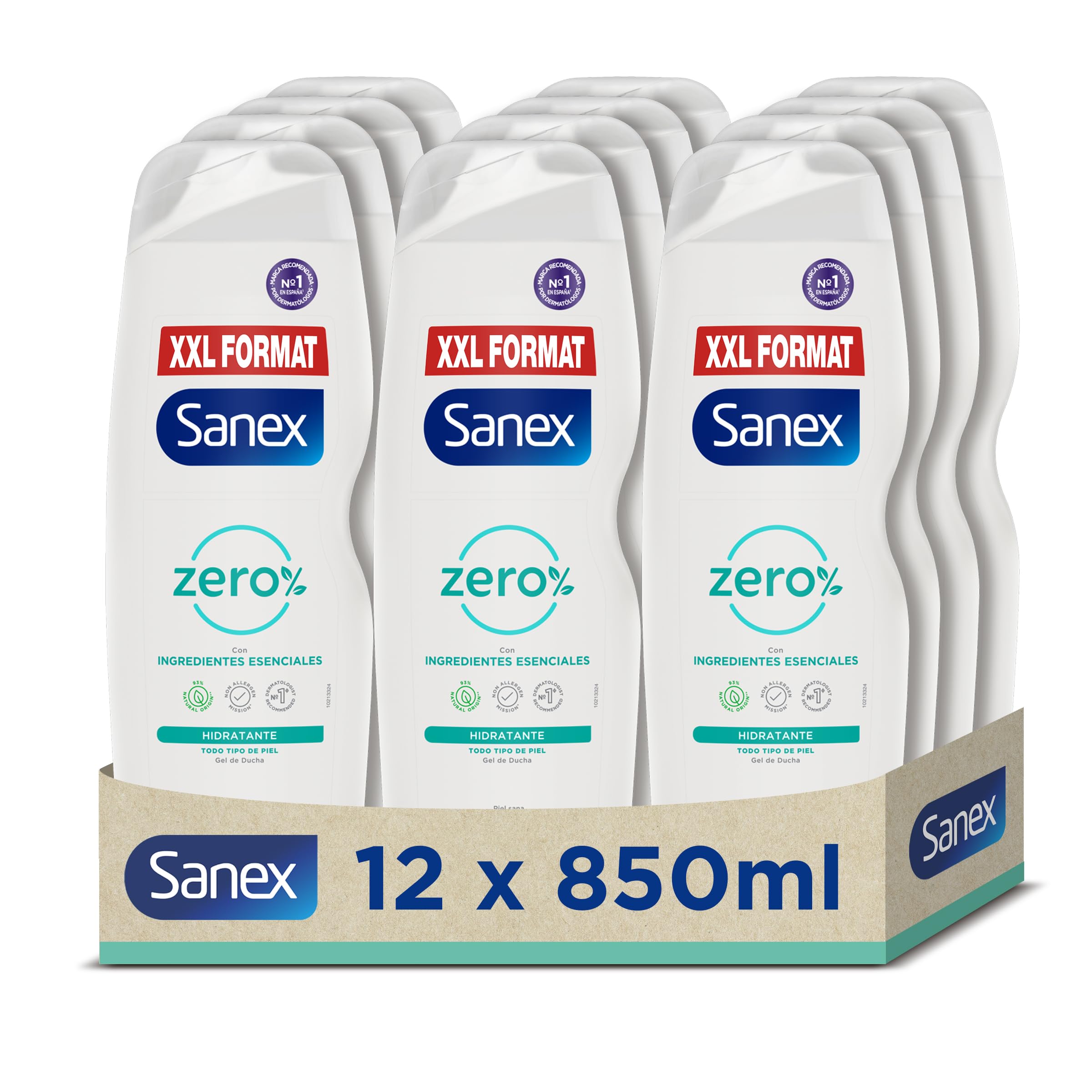 Sanex Gel de Ducha Neutro Hidratante (4x600 ml), con ingredientes esenciales, 0% sulfatos*, 0% jabón y 0% colorantes, para todo tipo de piel, hidratación duradera, tecnología triple acción — view 15