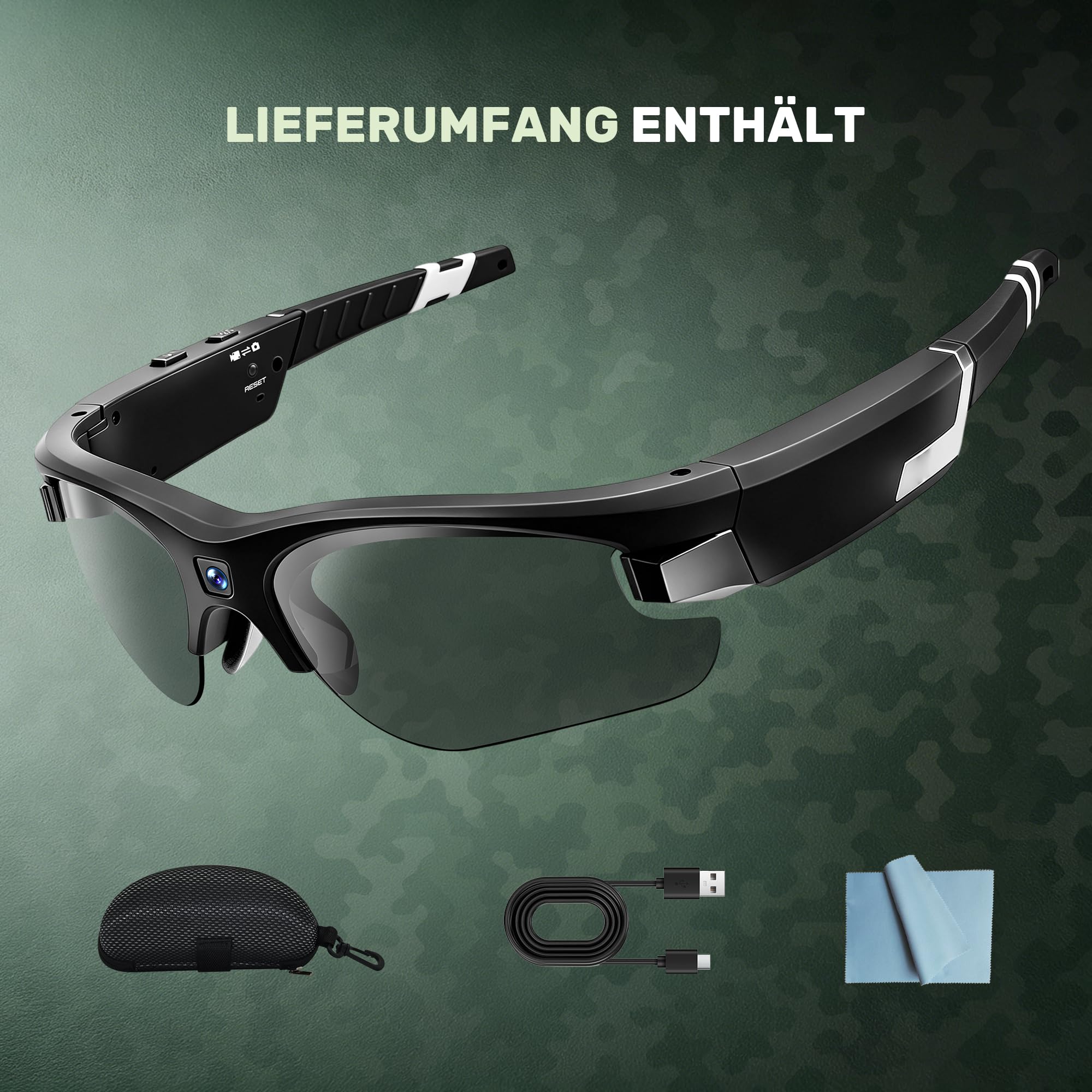 Occhiali con Telecamera, Smart Glasses HD1080P Per Ciclismo