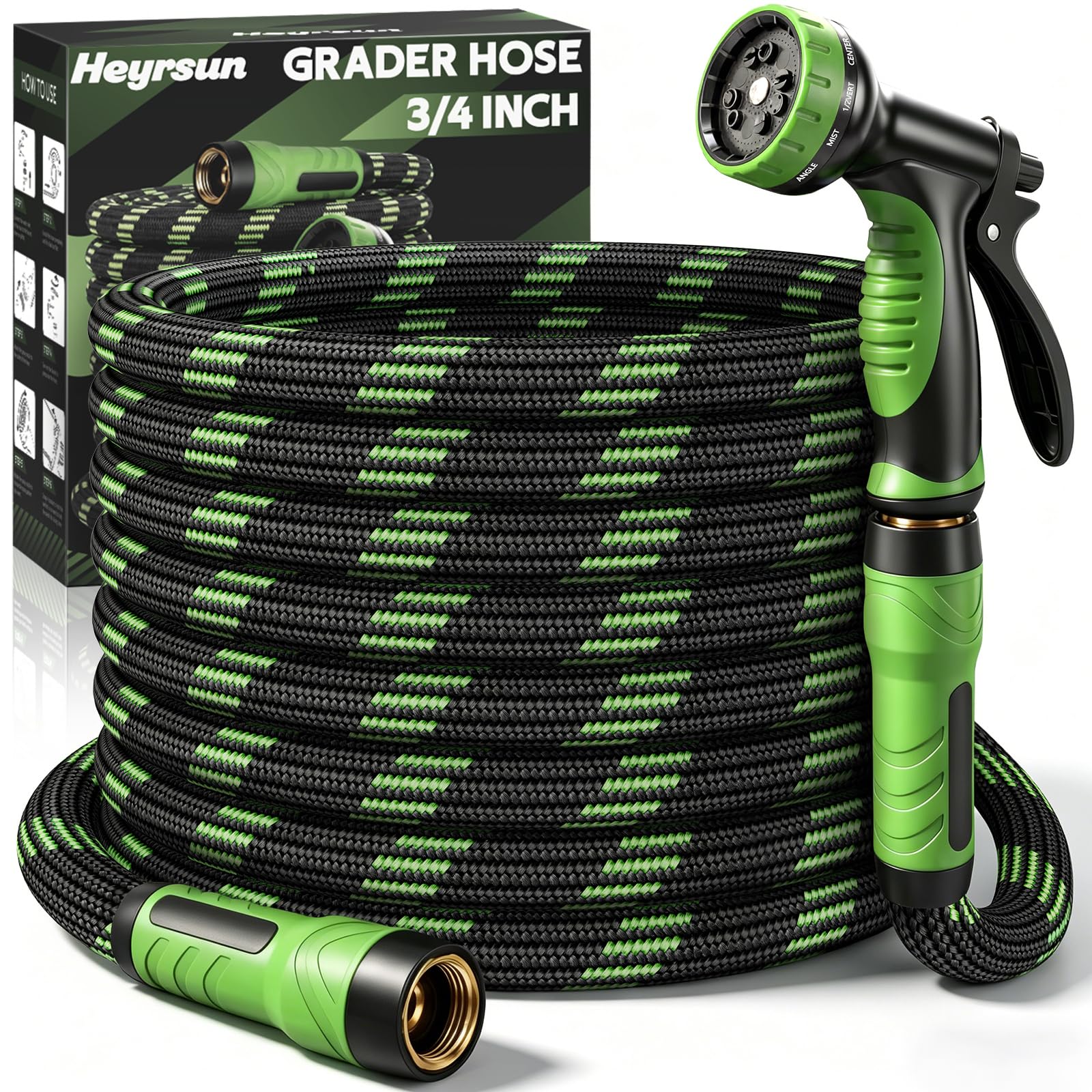 NON-EXPANDABLE Garden Hose 25 FT, Heavy Duty Steel Metal Flexible Water Hose with 10-Function Spray Nozzle, Durable Fabric Skin, No Kinks & Leak-Proof with Upgraded Handle