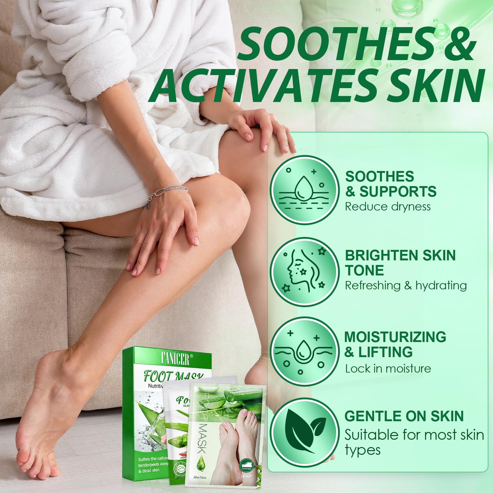 2 Paia Maschera Piedi Esfoliante, Maschera Peeling Piedi, Foot Peel Mask, Calzini Pedicure Peel Off, Rimozione Della Pelle Morta e Calli, Cura e Scrub Piedis, Effetto Idratante(Aloe Vera)